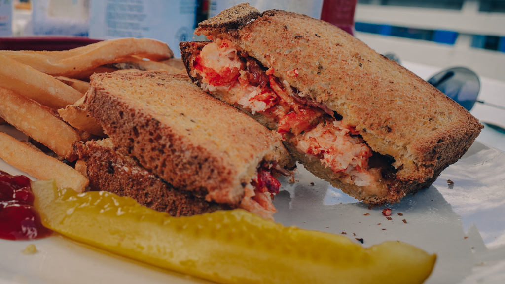 The lobster grilled cheese at The Salty Dog Café
