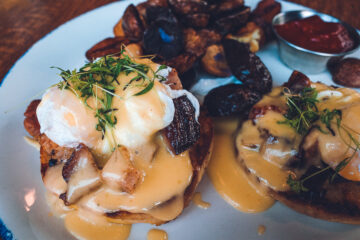 The pork belly benedict at The Emporium Kitchen and Wine Market