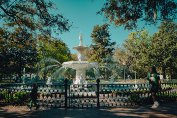 Forsyth Park Fountain Green during St. Patrick's Day in Savannah, Ga